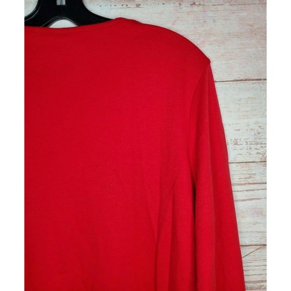 Wish For Joy Red Christmas Tree Logo Long Sleeve Women Top Glitter Tree Shirt - Picture 8 of 12